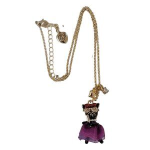 Betsey Johnson French Bulldog Wearing Tutu Pendant Chain Necklace 18.5" L, K553